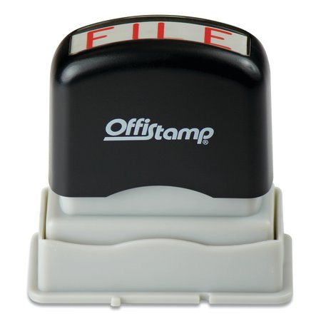 Offistamp Pre-Inked Message Stamp, FILE, 1.63" x 0.38", Red Ink 34513